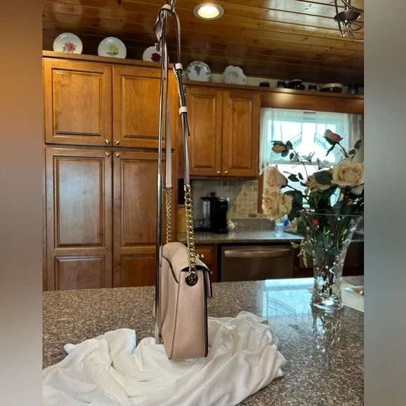 Michael Michael Kors Leather Crossbody color pinkish beige. 9”W x 7”H x 2 1/2”D - Picture 6 of 14